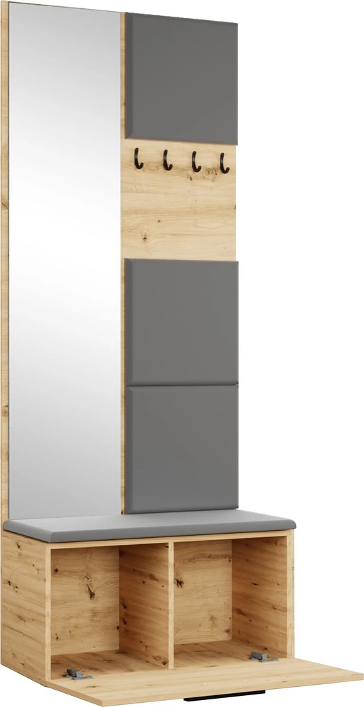 Masseno Garderoba MODULO 80,6/204/40 cm do Przedpokoju Nowoczesna Dąb Artisan