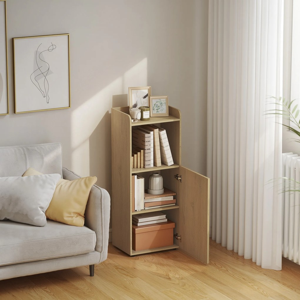 HOMCOM Szafka łazienkowa wnękowa z drzwiami, otwarta półka, regulowana półka, szafka łazienkowa, 40 x 31 x 104 cm, Gelbeiche