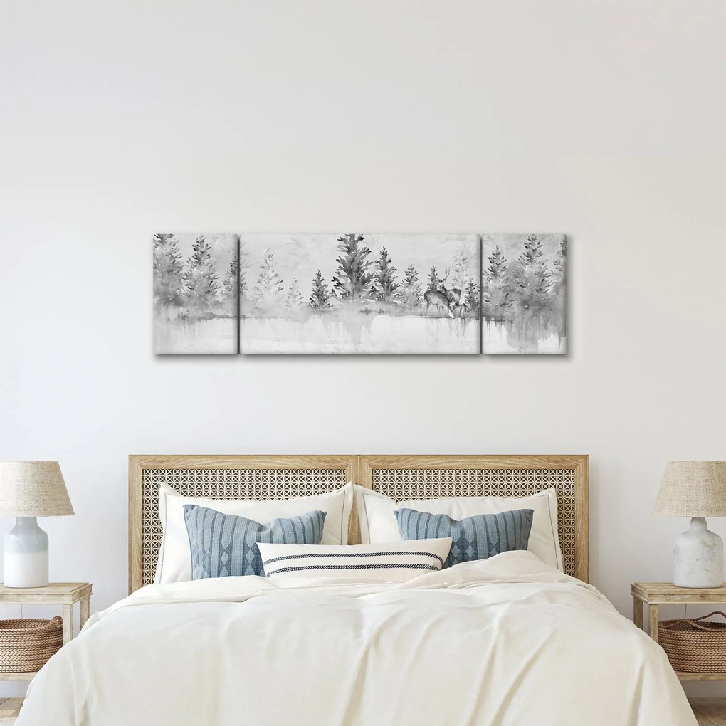 Obraz - Jeleń nad jeziorem (170x50 cm)