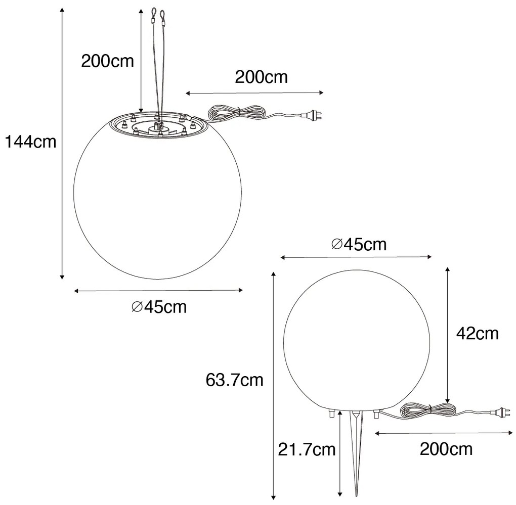 Zewnetrzna Inteligentna lampa zewnętrzna biała 45 cm IP65 w komplecie z LED - Nura Nowoczesny Oswietlenie zewnetrzne