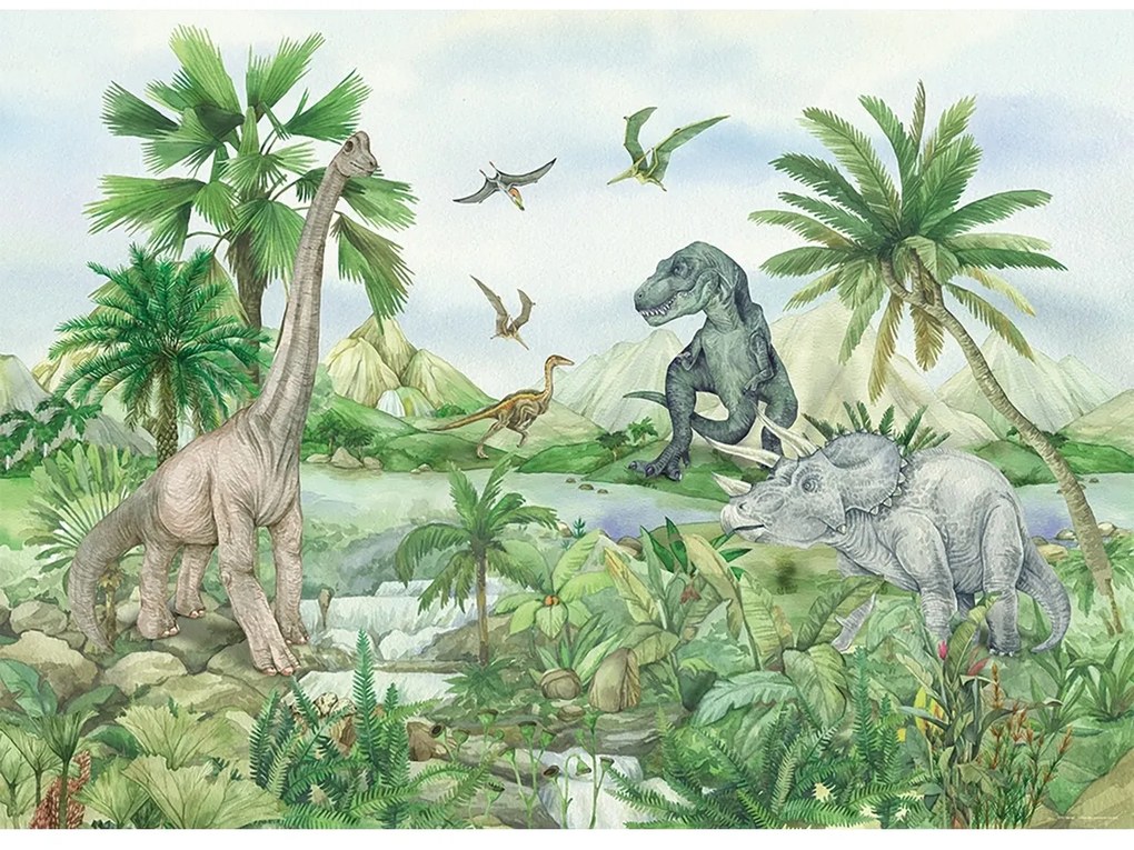 Fototapeta dla dzieci Colourful Dino 252 x 182 cm,4 części
