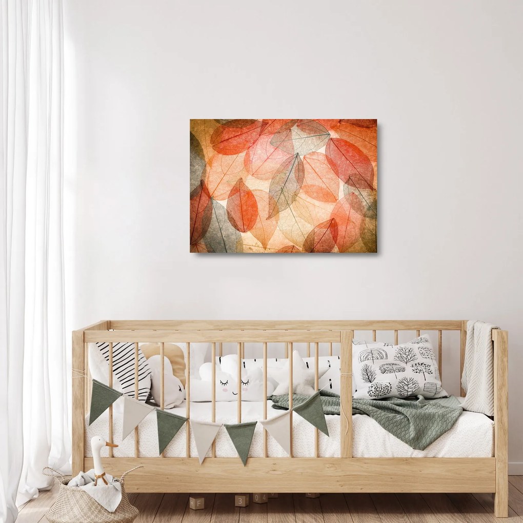 Obraz na szkle malowanych jesiennych liści (70x50 cm)