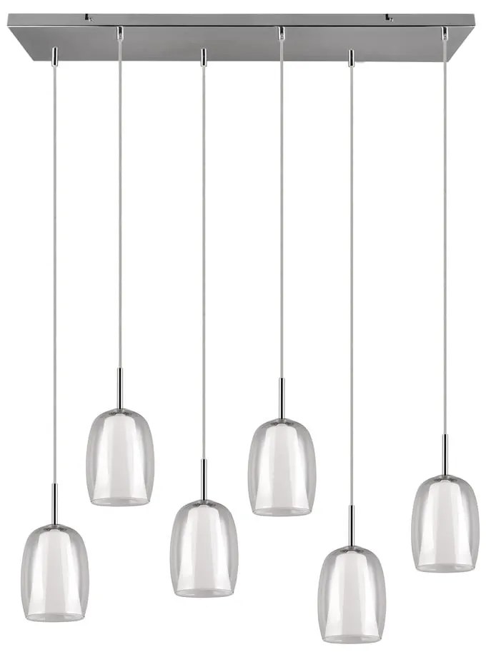 Lampa wisząca w srebrnym kolorze ze szklanym kloszem Barret – Trio Select