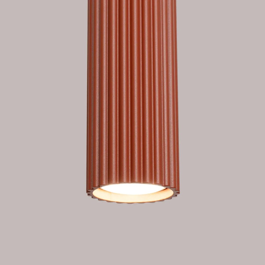 Lampa wisząca KARBON 3L ochra czerwona ryflowana SOLLUX LIGHTING