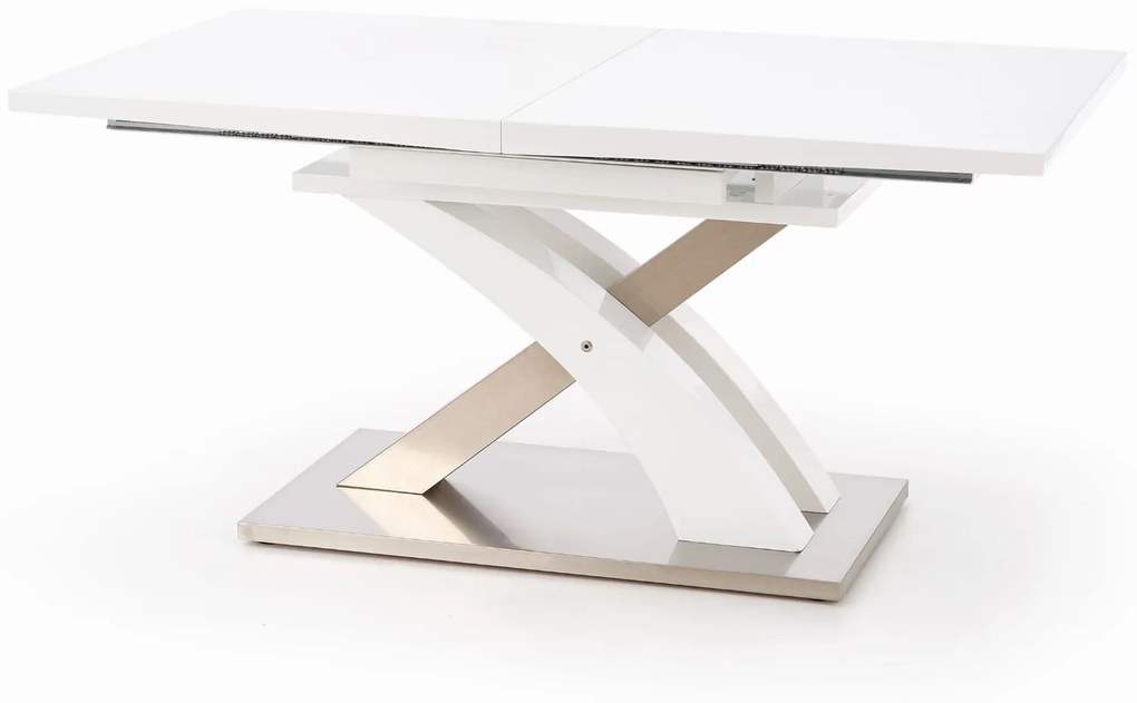 SANDOR stół rozkładany 160-200/90/77 MDF biały lakierowany, wysoki połysk, glamour