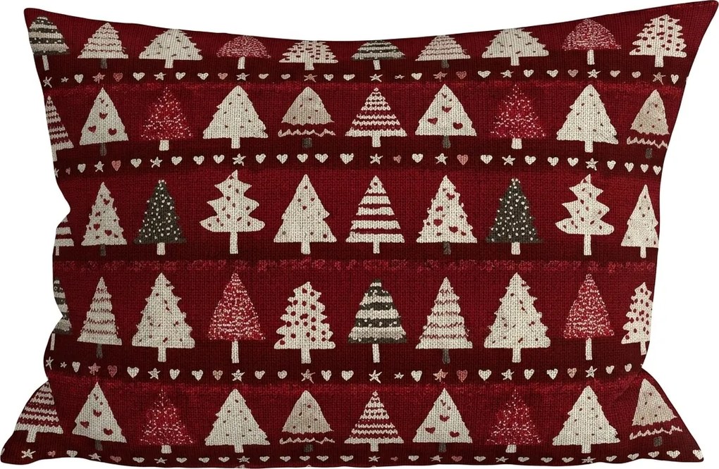 Bawełniana poszewka na poduszkę BURGUNDY TREES 50x70 cm, bordowa