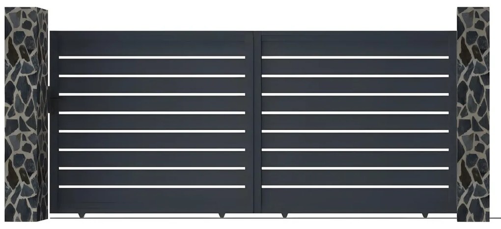 Brama przesuwna półażurowa z antracytowego aluminium szer. 416 x wys. 183 cm - PRIMO
