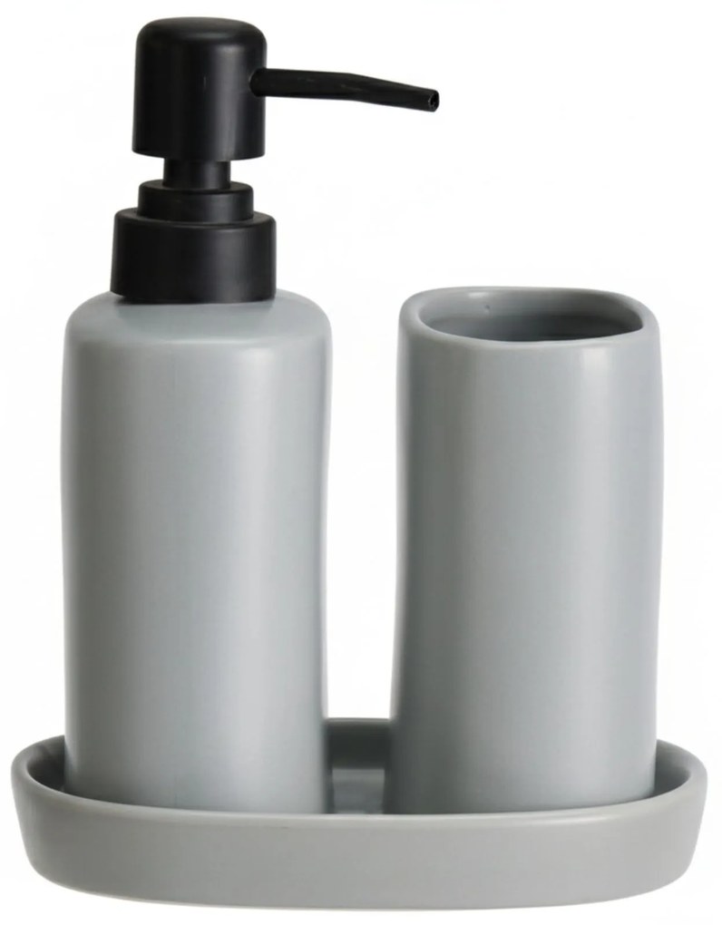 Zestaw łazienkowy PLY, ceramiczny dozownik, kubek i taca