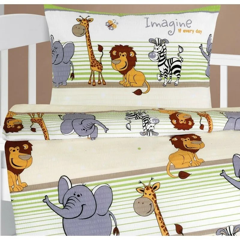 Bellatex Baby pościel z krepy Agata Safarizielona, 90 x 135 cm, 45 x 60 cm