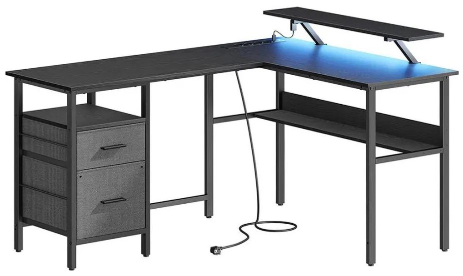 Biurko z podświetleniem SOLEA-X brązowo-czarne