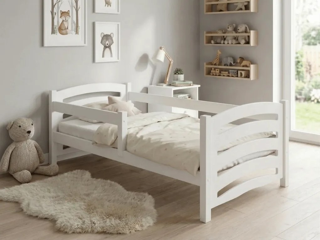 Łóżko dziecięce MELA 80 x 160 cm, białe Stelaż: Bez stelaża, Materac: Materac EASYSOFT 8 cm
