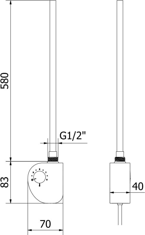 Mexen FA-D grzałka elektryczna 600 W, czarna - W950-0600-70