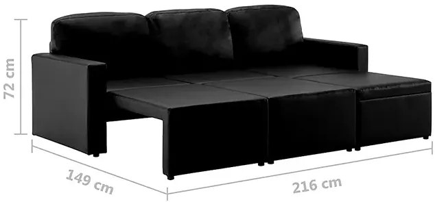 Rozkładana sofa modułowa czarna - Odi 4Q