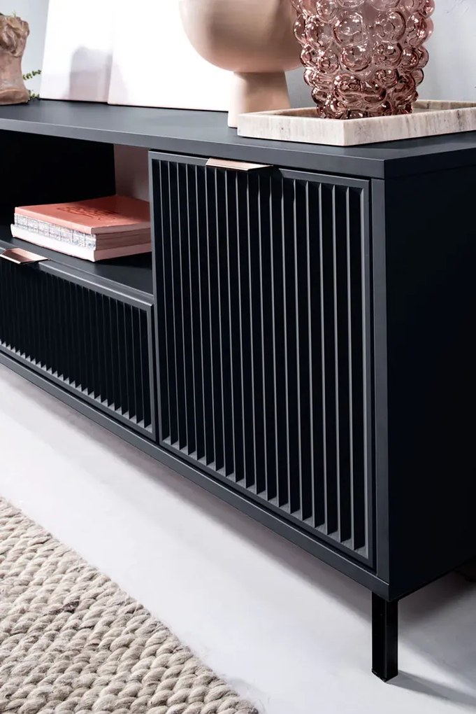 Lamelowa szafka rtv w kolorze indigo K7-L71