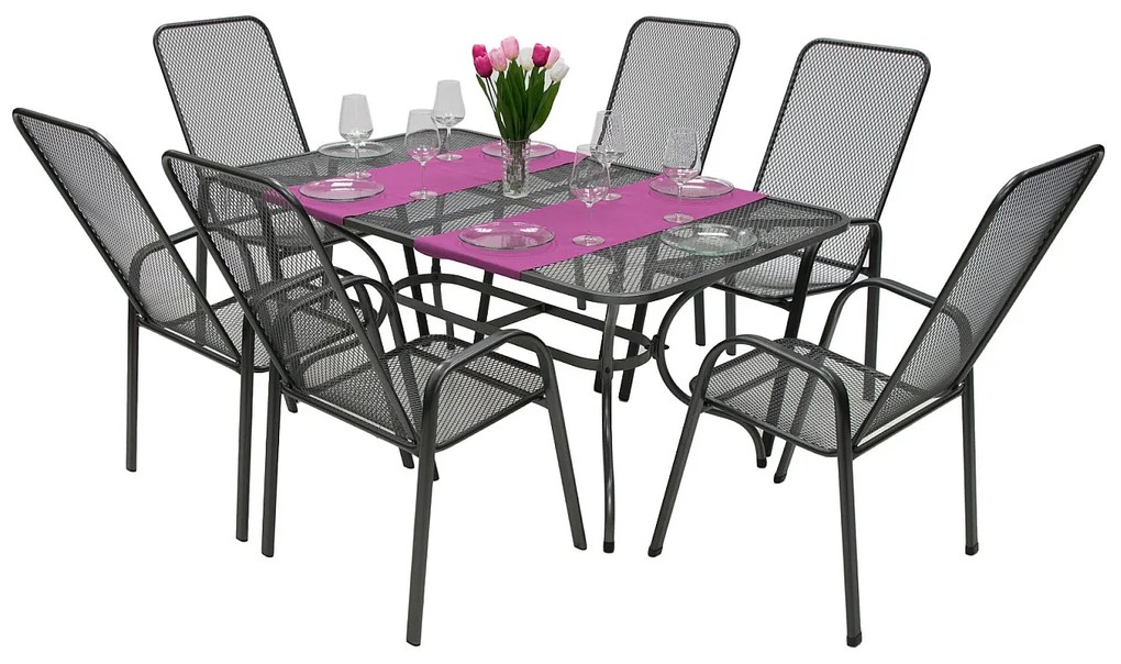 Metalowy zestaw ogrodowy SANDRA 1 + 6 stół 145x90 cm (CT309)
