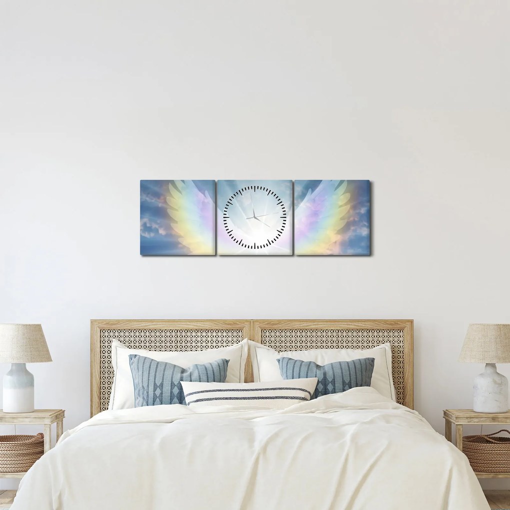 Obraz - Anielska aura (z zegarem) (90x30 cm)