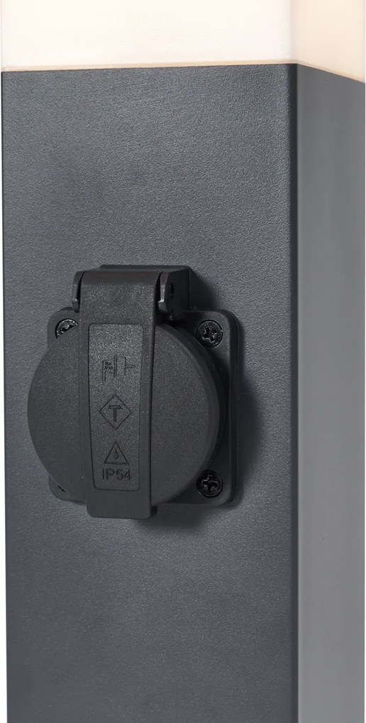 Lampa zewnętrzna ciemnoszara ze szkłem opalowym 45 cm IP44 z gniazdem i czujnikiem ruchu - Malios