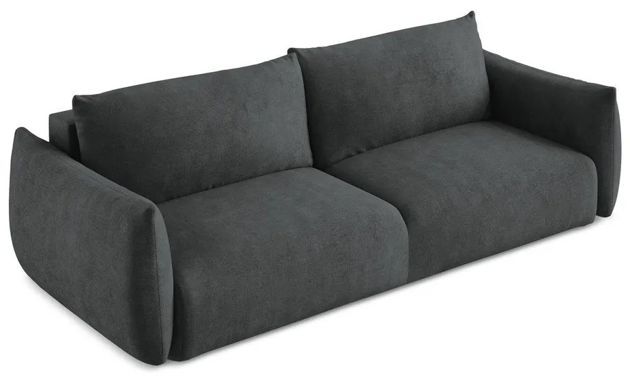 Ciemnoszara rozkładana sofa z tkaniny szenilowej 230 cm Leila – Makamii