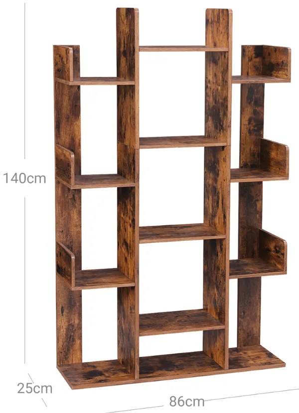 Regał/półka na książki ODIN w stylu industrialnym, 86x25x140 cm, brązowy Vasagle