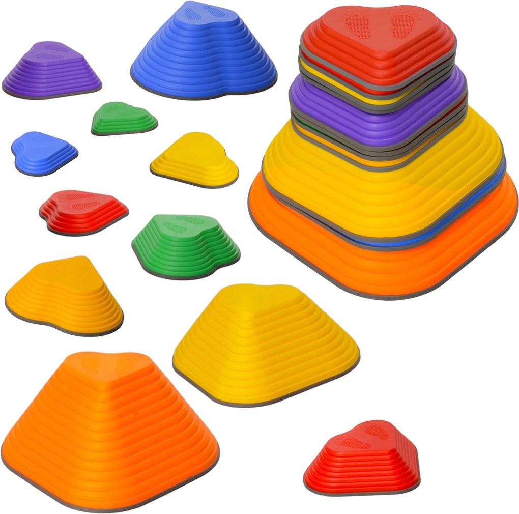 AIYAPLAY Kamienie do Balansu, Zestaw 11 sztuk, Stapelowane &amp; Lekkie, Antypoślizgowe, Do Wewnątrz/Zewnątrz | Aosom PL