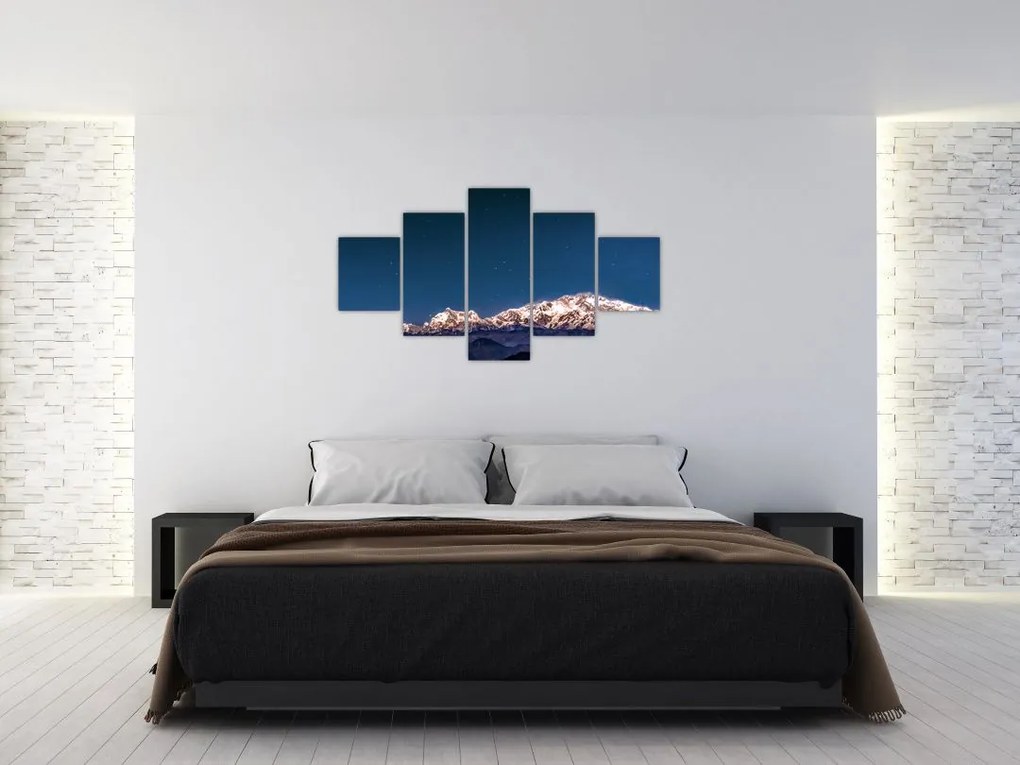 Obraz gór i nocnego nieba (125x70 cm)