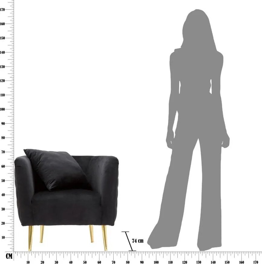 Czarny aksamitny fotel Bucarest – Mauro Ferretti