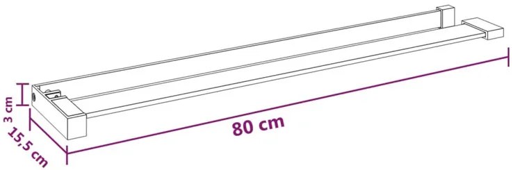 Srebrna półka do kabiny prysznicowej 80 cm - Asla 3X