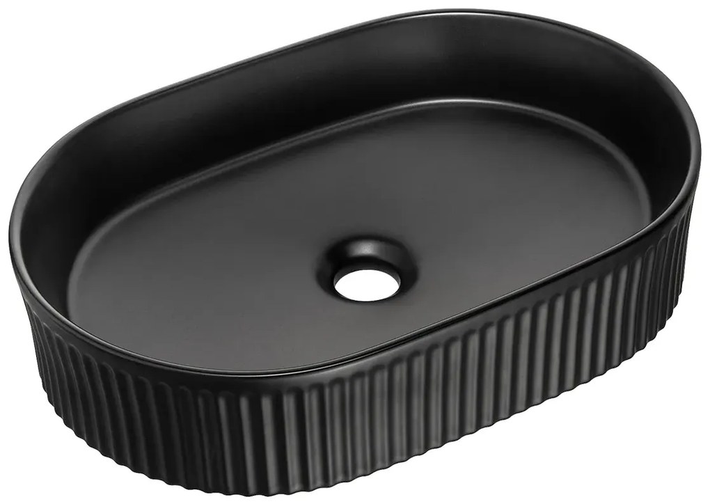 Czarna owalna ceramiczna umywalka - Nifo 4X