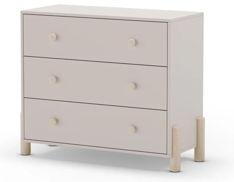 Kremowa niska komoda dziecięca z litego drewna sosnowego 90x80 cm Enola – Marckeric