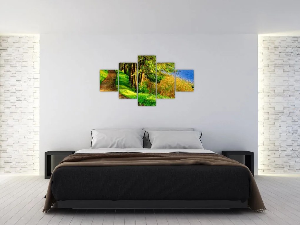 Obraz szlaku wzdłuż wody (125x70 cm)