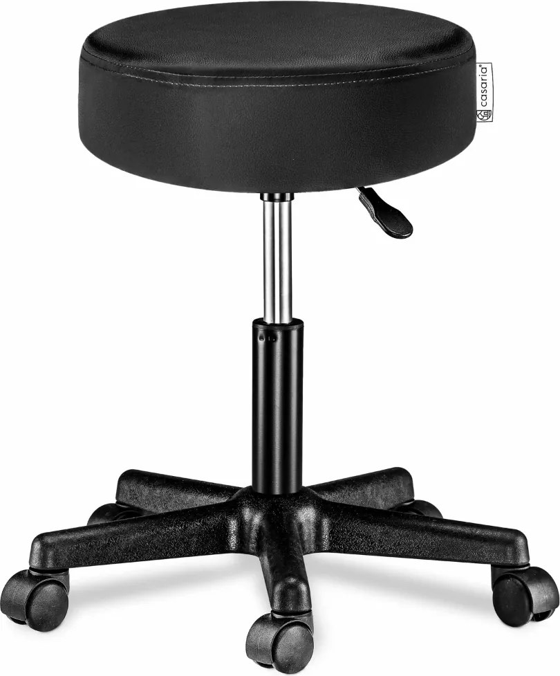 Taboretka na kółkach BONY, Ø35cm, czarna Casaria