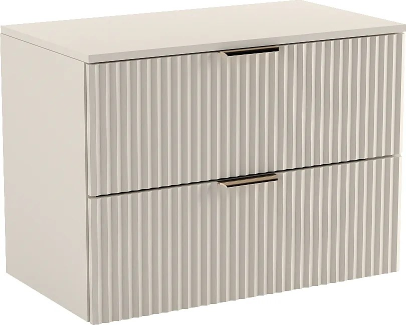 Szafka pod umywalkę WENA, ryflowane fronty, Willy, 80x60x47 cm, Kaszmir