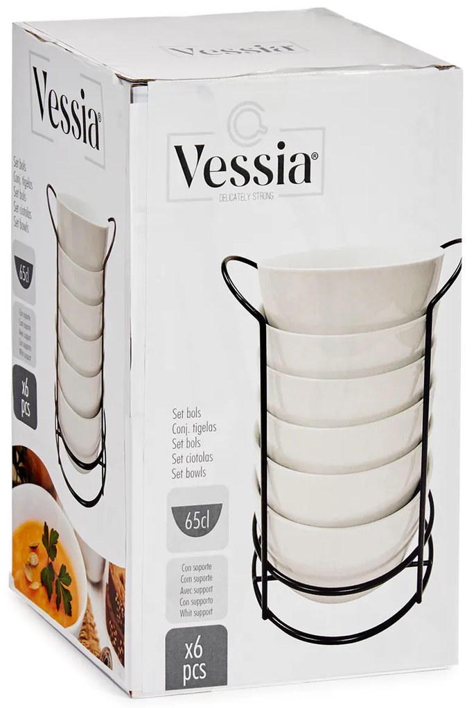 Zestaw misek do zupy na metalowym stojaku, 800 ml