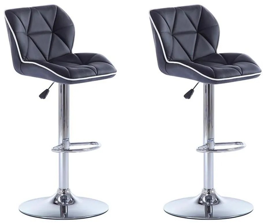 Zestaw 2 stołków barowych CALVIN – skóra syntetyczna – regulacja wysokości – kolor czarny