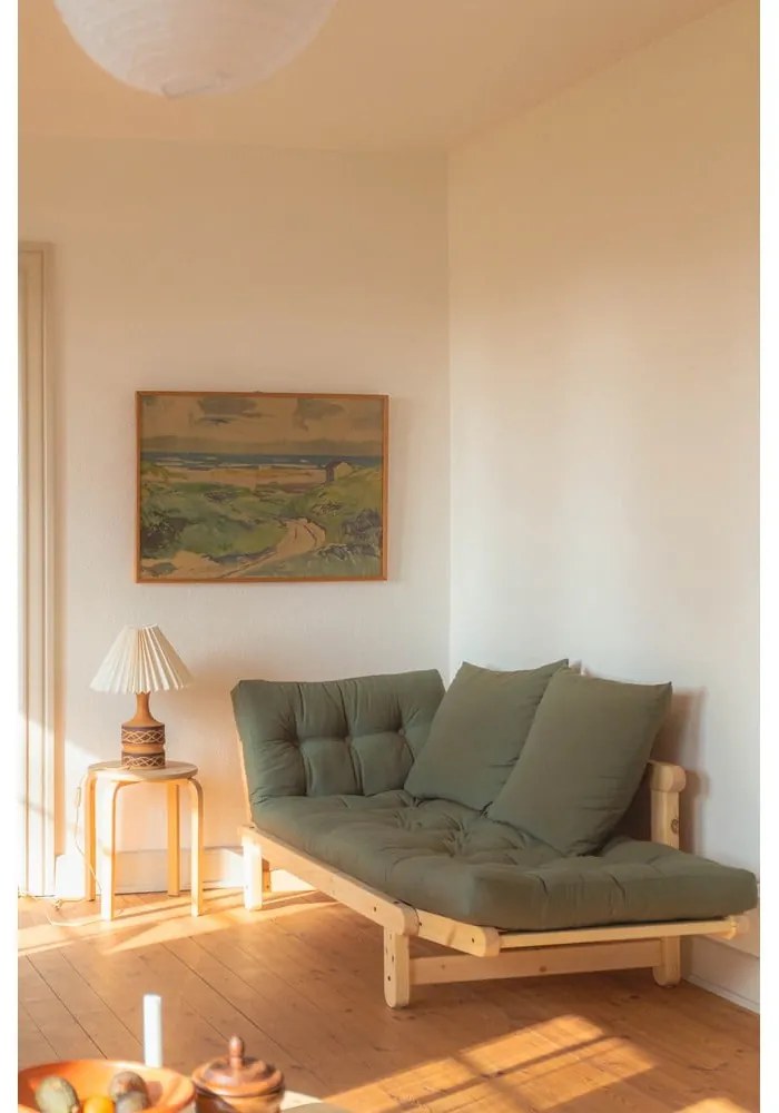 Sofa rozkładana z niebieskozielonym pokryciem Karup Design Beat Natural