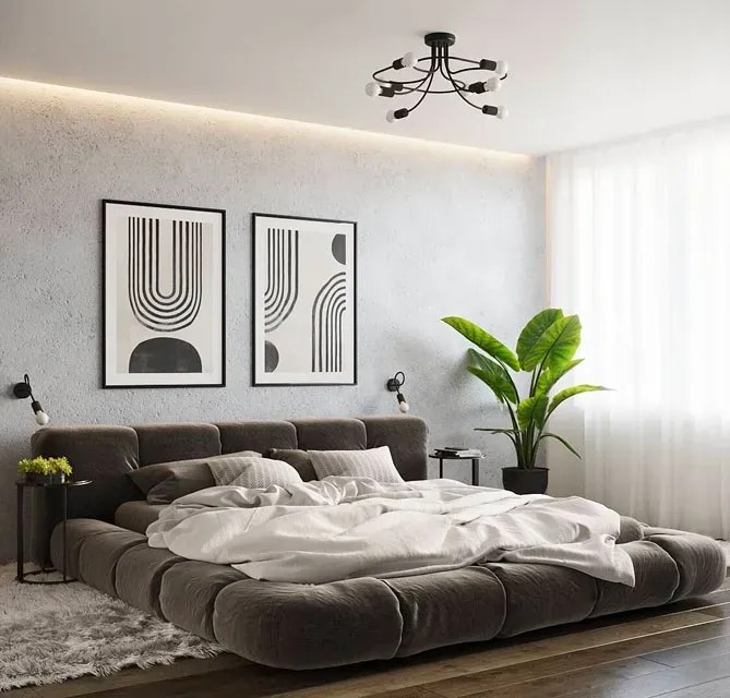 Czarna lampa sufitowa z wygiętymi ramionami loft - A636-Ewiltons