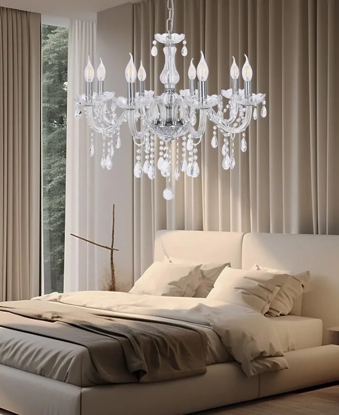 Cristallo Candellux 8 Chrom - żyrandol kryształowy w klasycznym stylu