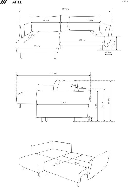 Narożnik wolnostojący ADEL Lewy w tkaninie ANTHOLOGY 17
