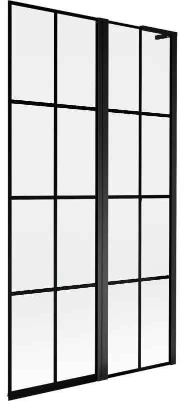 Mexen Mist L parawan nawannowy 2-skrzydłowy prawy 100 x 150 cm, czarna kratka, czarny - 8A9L-100-011-70-77-P