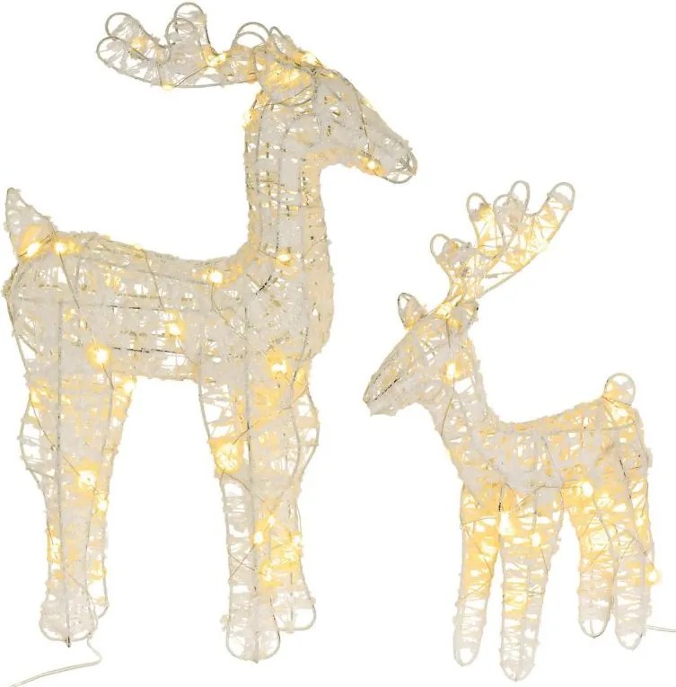 Zestaw błyszczących reniferów, 45 diod LED, z zegarem, na ba