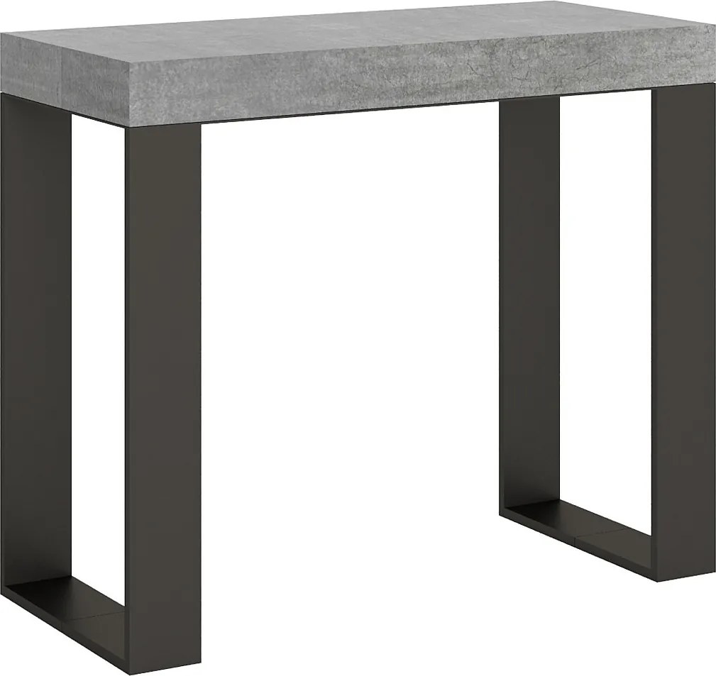 Konsola rozkładana 90x40/196 cm Tecno Small Premium Cementu rama w kolorze Antracytu