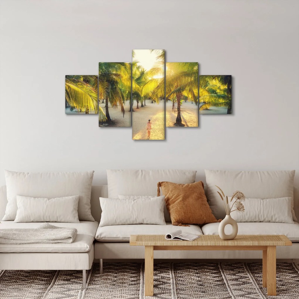 Obraz - Kobieta w palmach (125x70 cm)