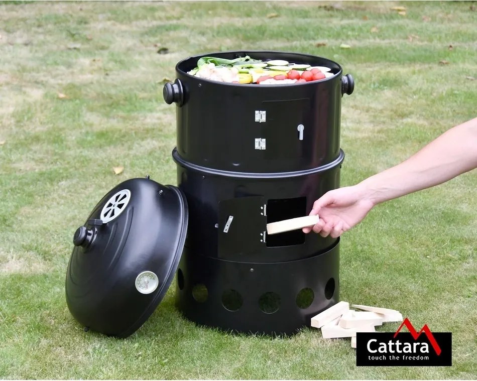 Cattara Gril - wędzarnia na węgiel drzewny Pisa 3w1, 40 x 80 x 40 cm