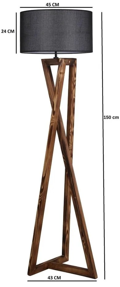 Czarno-brązowa lampa stojąca z tekstylnym kloszem (wysokość 166 cm) Maçka – Opviq lights