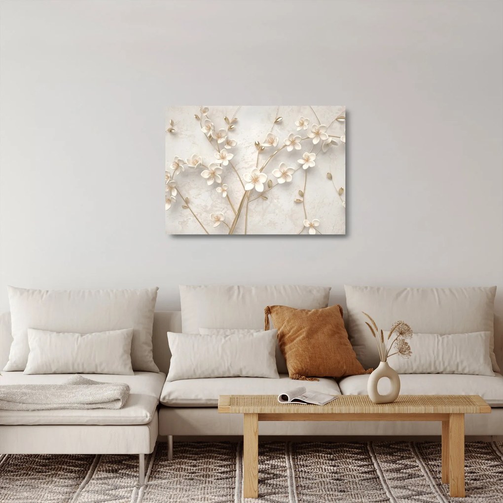 Obraz na szkle - Złoty kwiat - abstrakcja (70x50 cm)