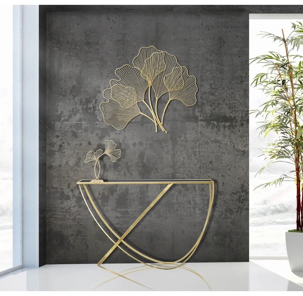 Konsola w czarno-złotym kolorze ze szklanym blatem 40x120 cm Ring – Mauro Ferretti