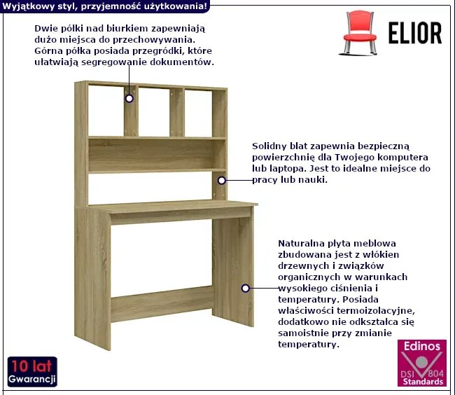 Biurko w kolorze dębu sonoma z półkami B5-N01