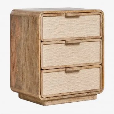 Zestaw 2 Szafek Nocnych 50x35 Cm Z Drewna Mango, Mdf I Juty Abrams Drewno Mango - Sklum