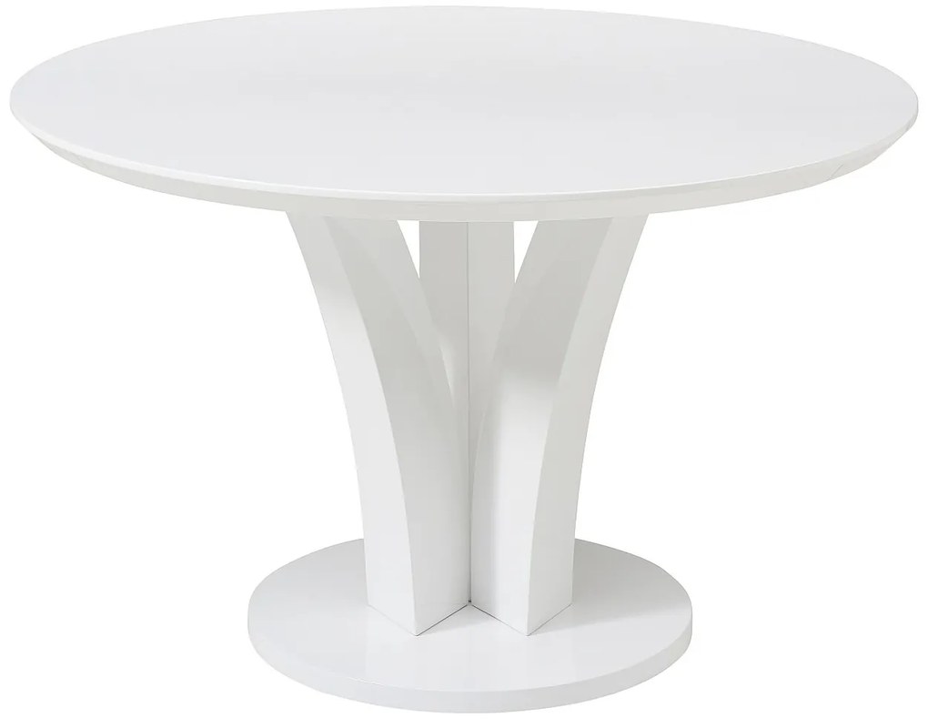 Stół okrągły do jadalni dla 4 osób z MDF - Biały lakierowany - VIALETA
