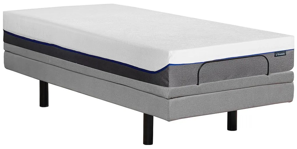 Łóżko elektryczne relaksacyjne dekoracyjne + materac z pamięcią kształtu - 80 x 200 cm - Tkanina - Szary - MENASINA marki YSMÉE